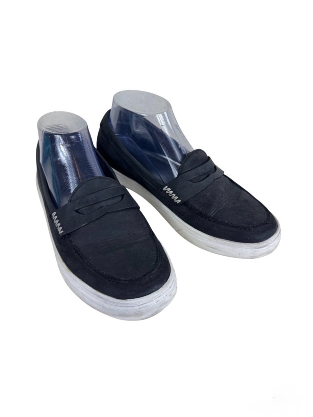 Patina Womens Black Suede Penny Loafer Sneakers Contrast Stitch Slip On Shoe 8.5